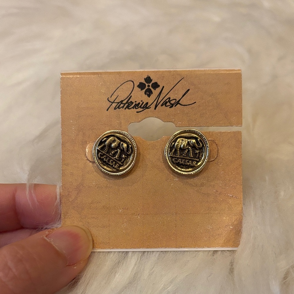 Patricia Nash Gold Caesar Elephant Earrings